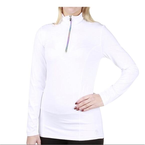 Snow Angel white rainbow quarter zipper long sleeve pullover sweater MEDIUM - Picture 9 of 9